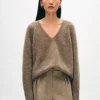 brushed cashmere easy v neck