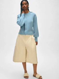cashmere blouson sleeve crewneck