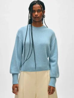 cashmere blouson sleeve crewneck