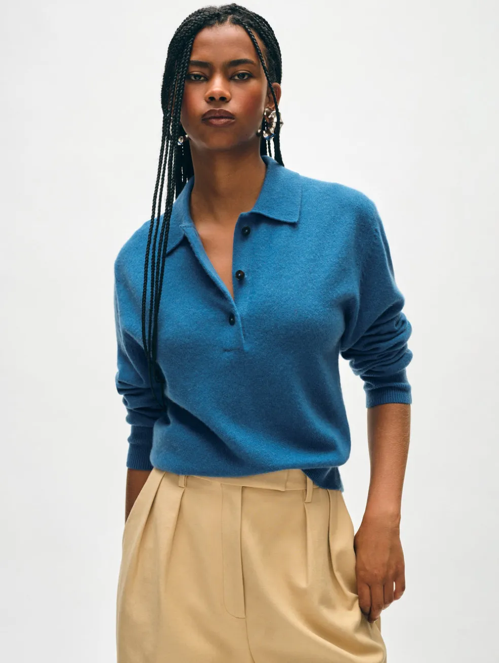 cashmere button polo