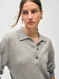 cashmere button polo