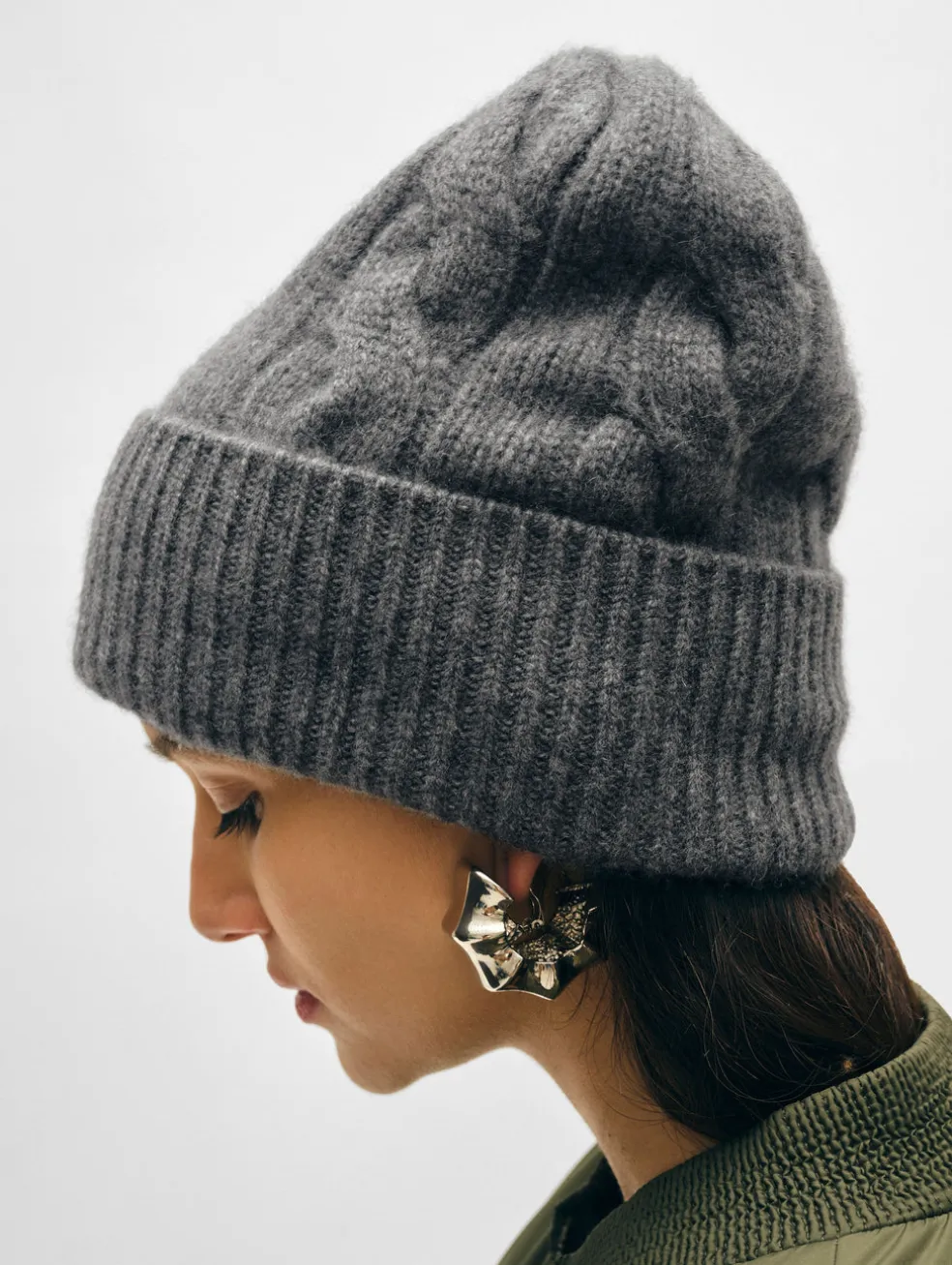 cashmere cable beanie