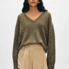 cashmere cable knit v neck