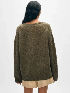 cashmere cable knit v neck