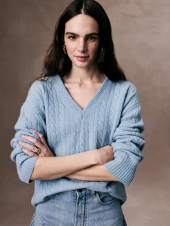 cashmere cable knit v neck