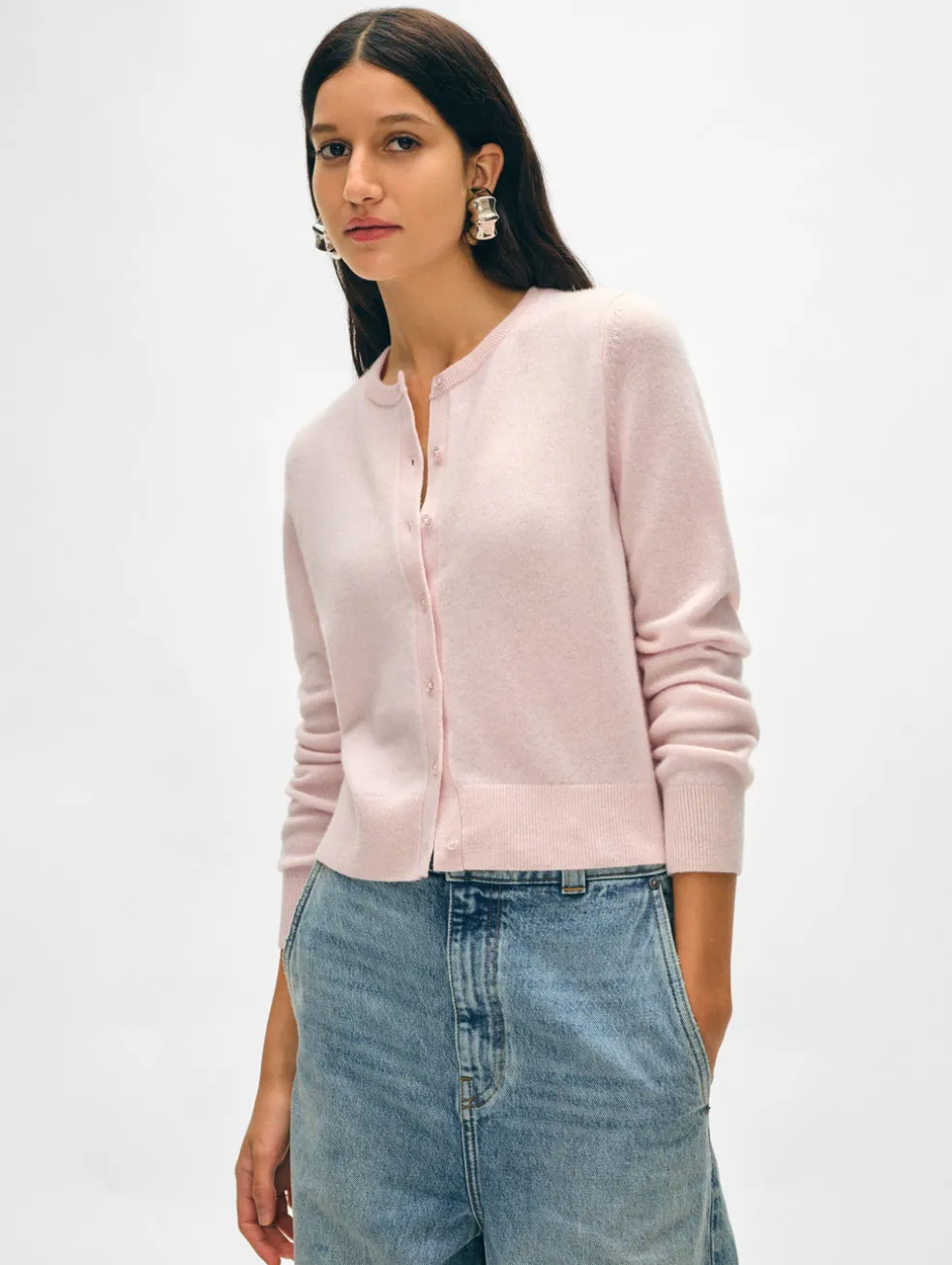 cashmere crewneck cardigan