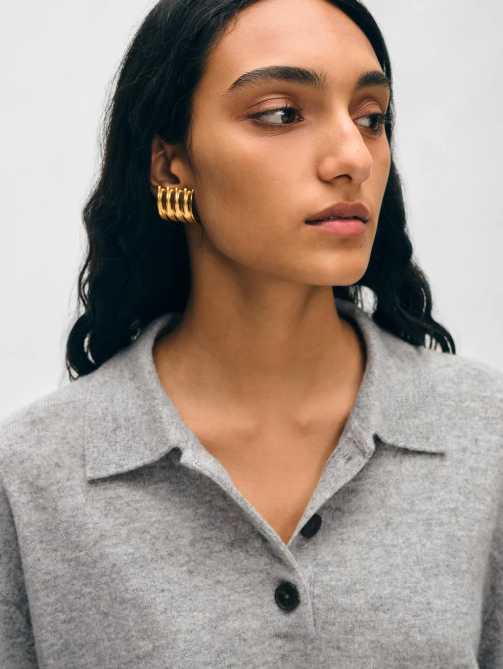 cashmere cropped polo