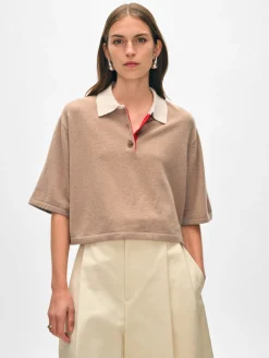 cashmere cropped polo