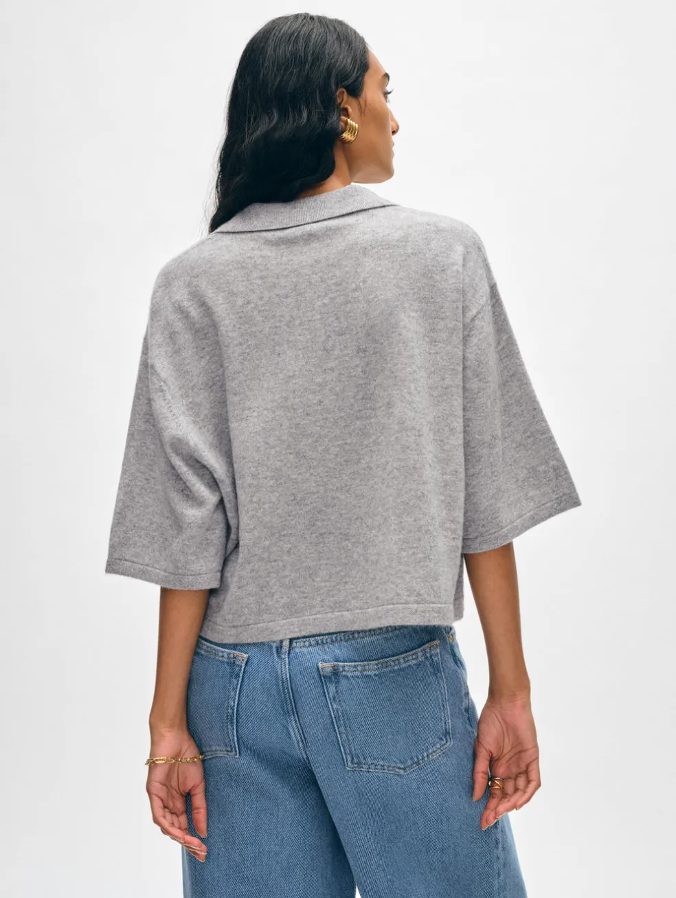 cashmere cropped polo