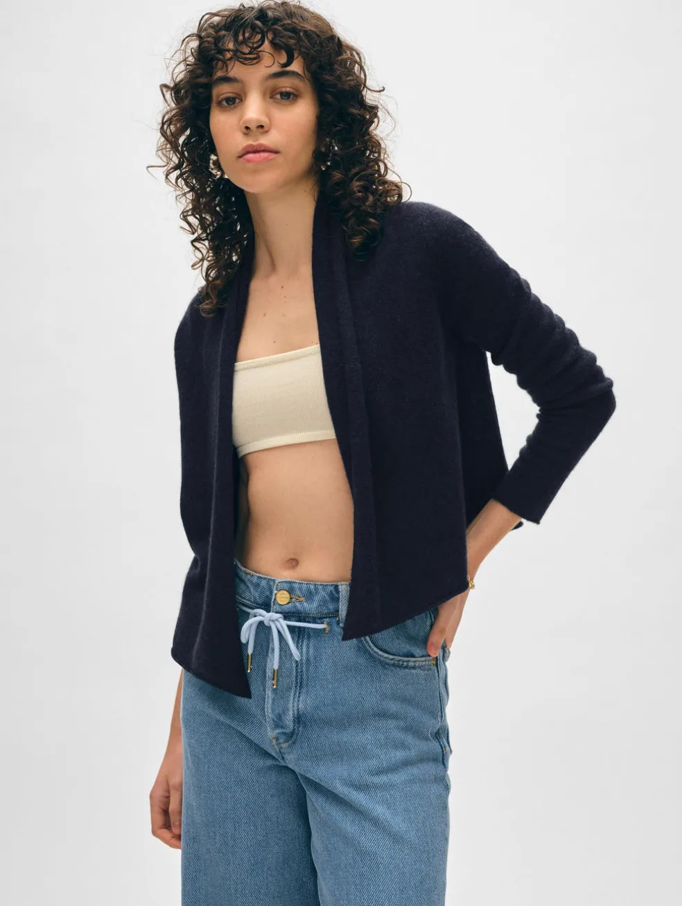 cashmere cropped trapeze cardigan