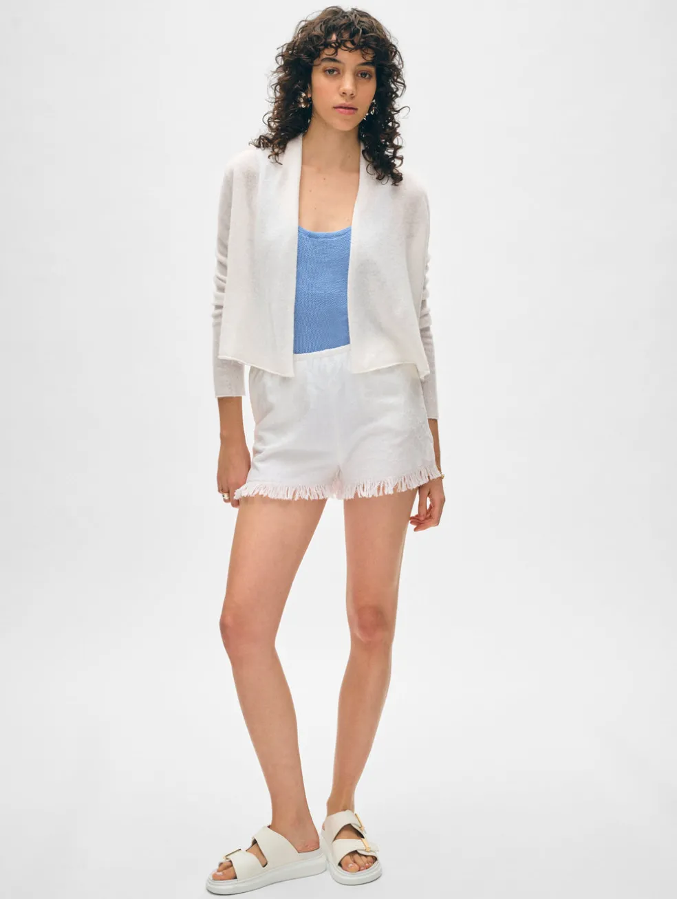 cashmere cropped trapeze cardigan