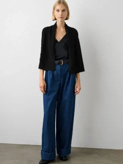 cashmere cropped trapeze cardigan