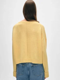 cashmere cuffed v neck