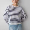 cashmere drop shoulder striped sweater