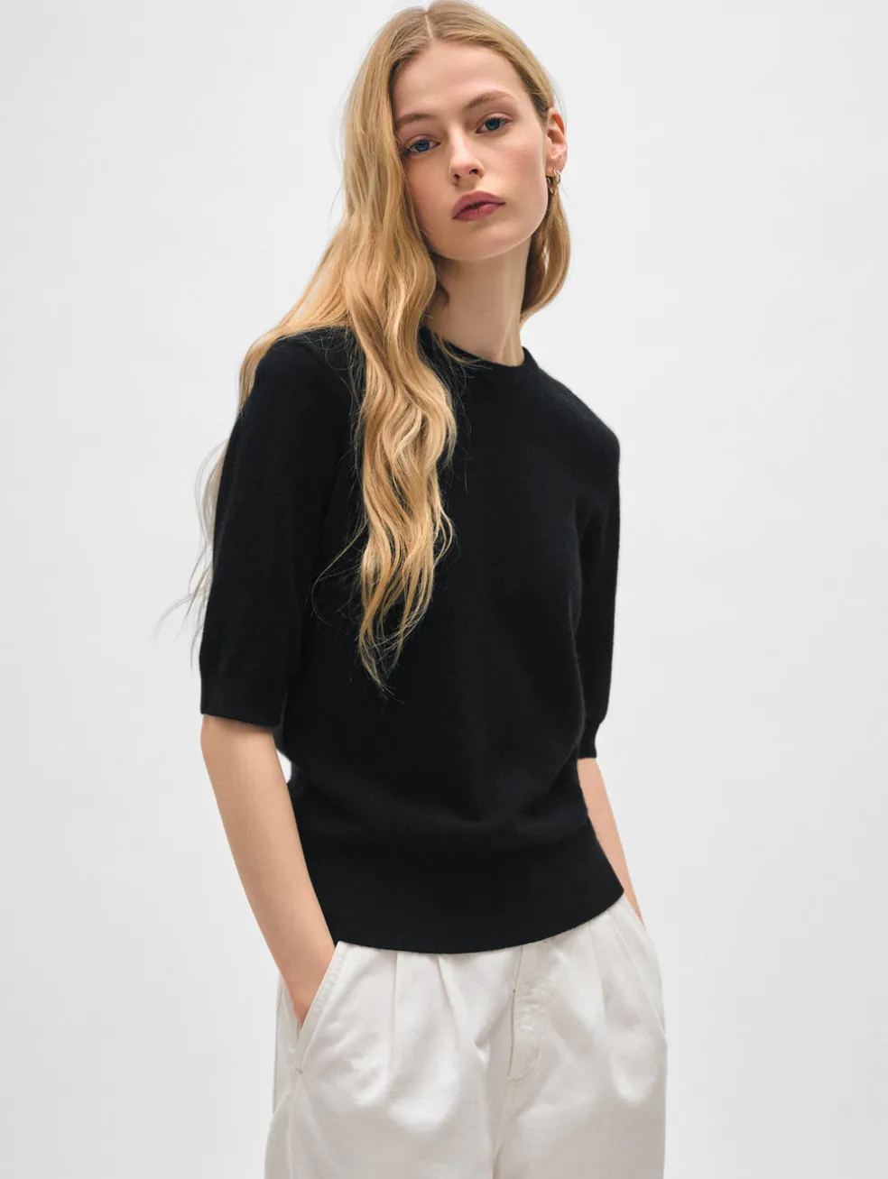cashmere elbow sleeve tee