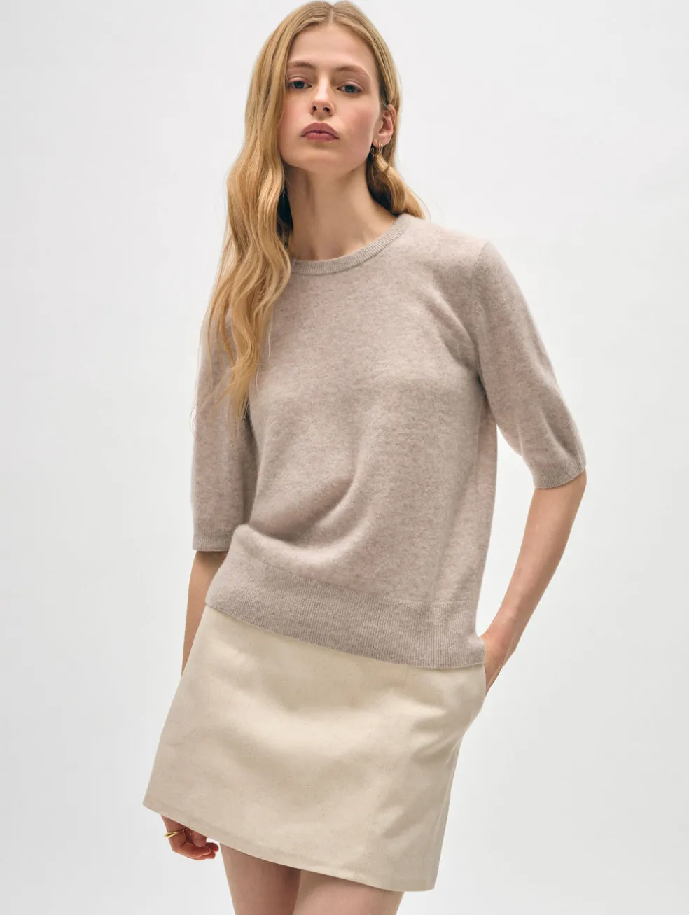 cashmere elbow sleeve tee