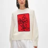 cashmere floral appliqué crewneck