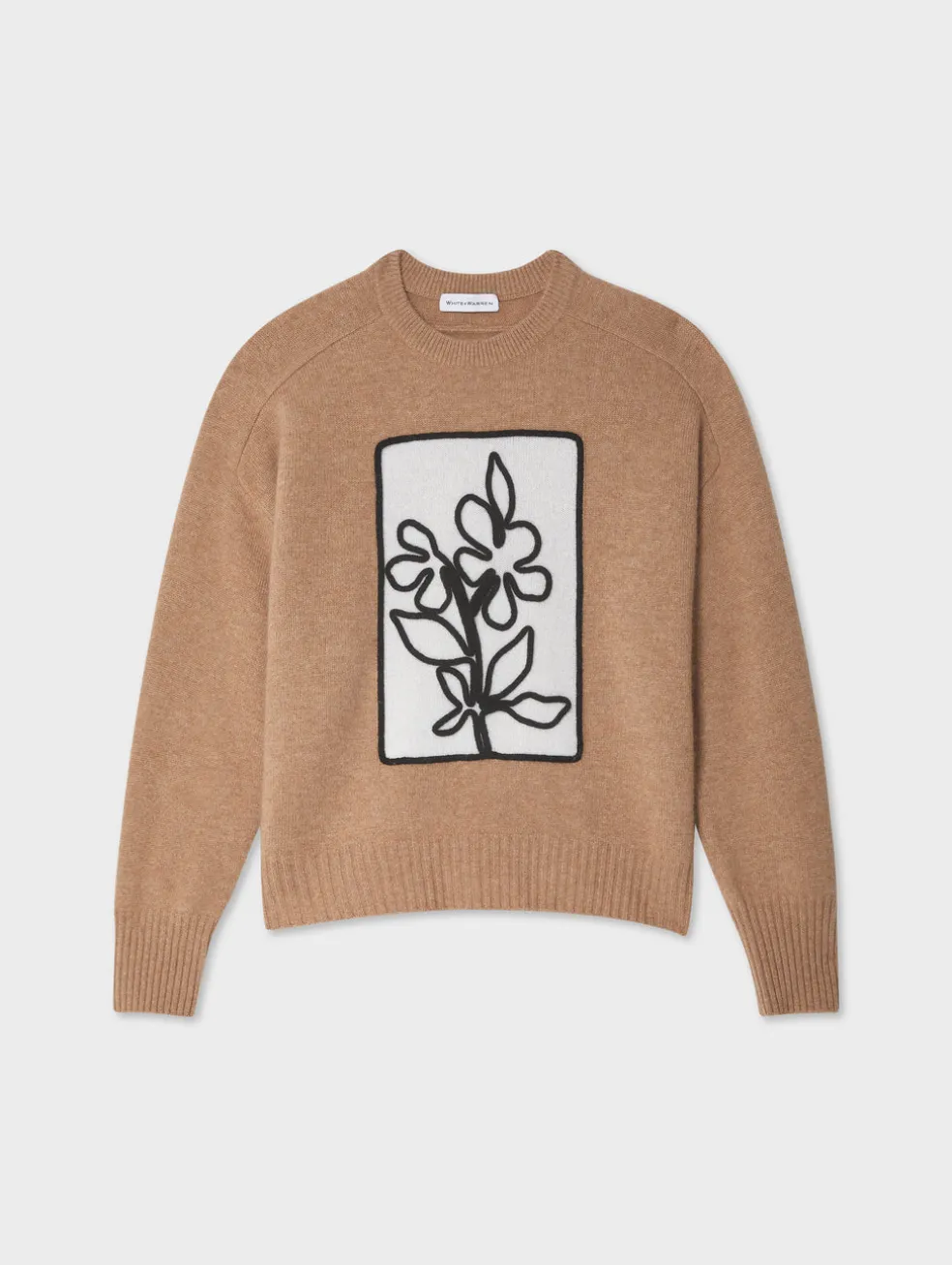cashmere floral appliqué crewneck