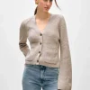 cashmere fluted sleeve cardigan