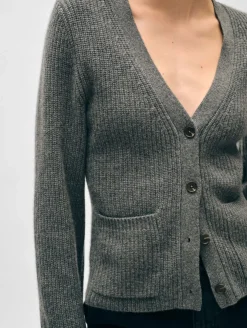 cashmere fluted sleeve cardigan