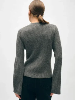 cashmere fluted sleeve cardigan