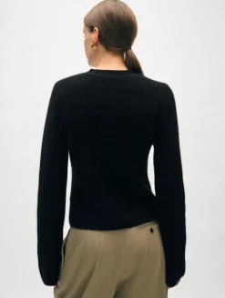 cashmere fluted sleeve cardigan