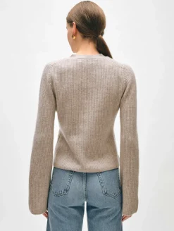 cashmere fluted sleeve cardigan