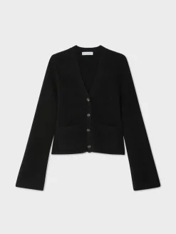 cashmere fluted sleeve cardigan