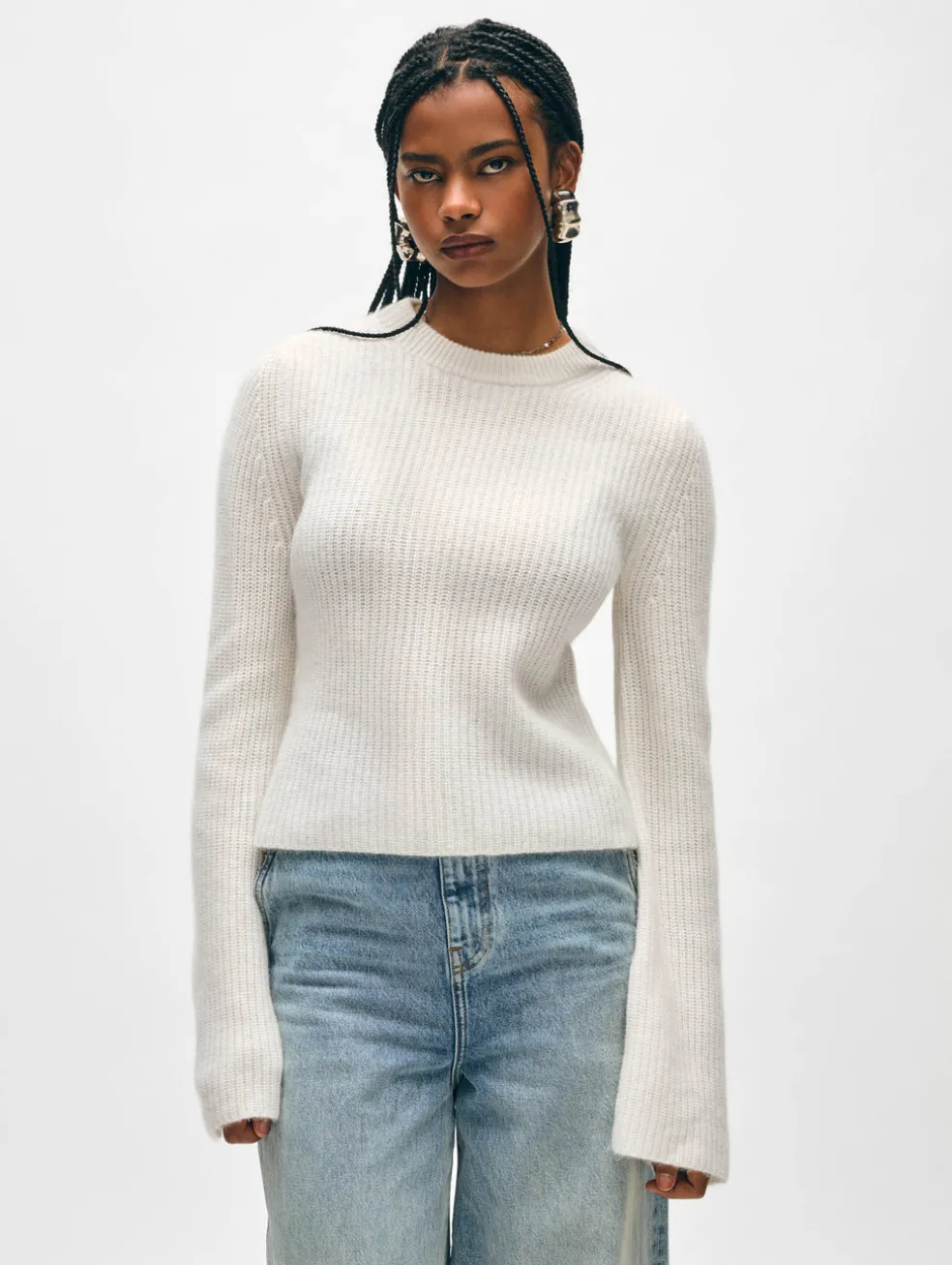 cashmere fluted sleeve top