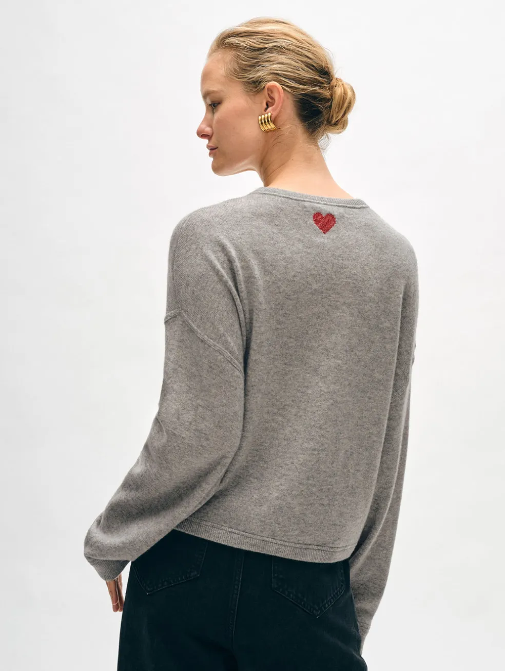 cashmere heart drop shoulder sweater