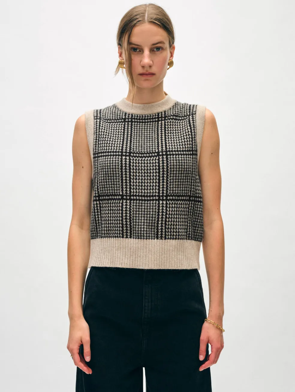 cashmere houndstooth shell