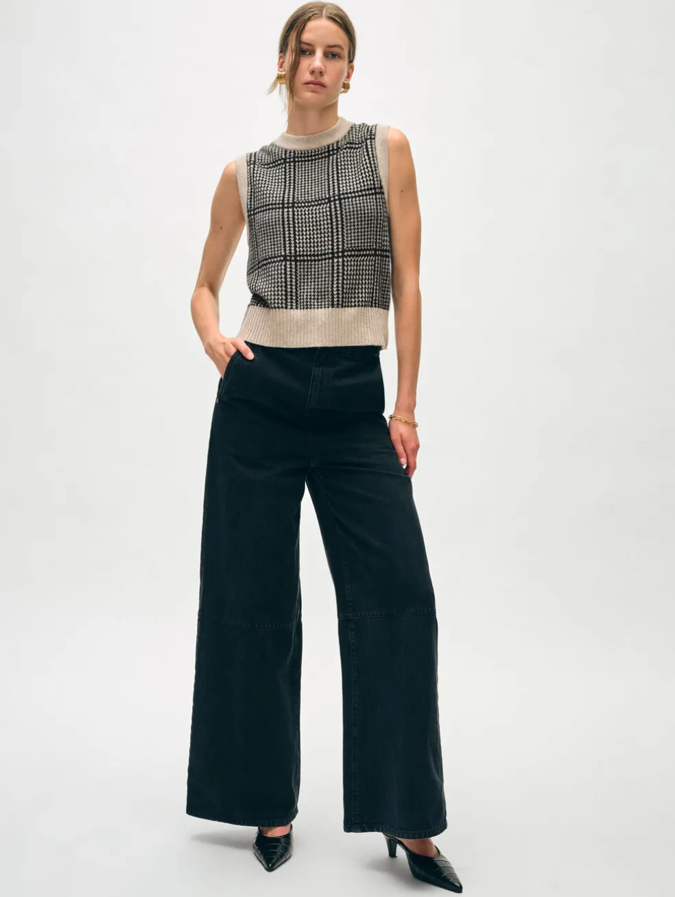 cashmere houndstooth shell