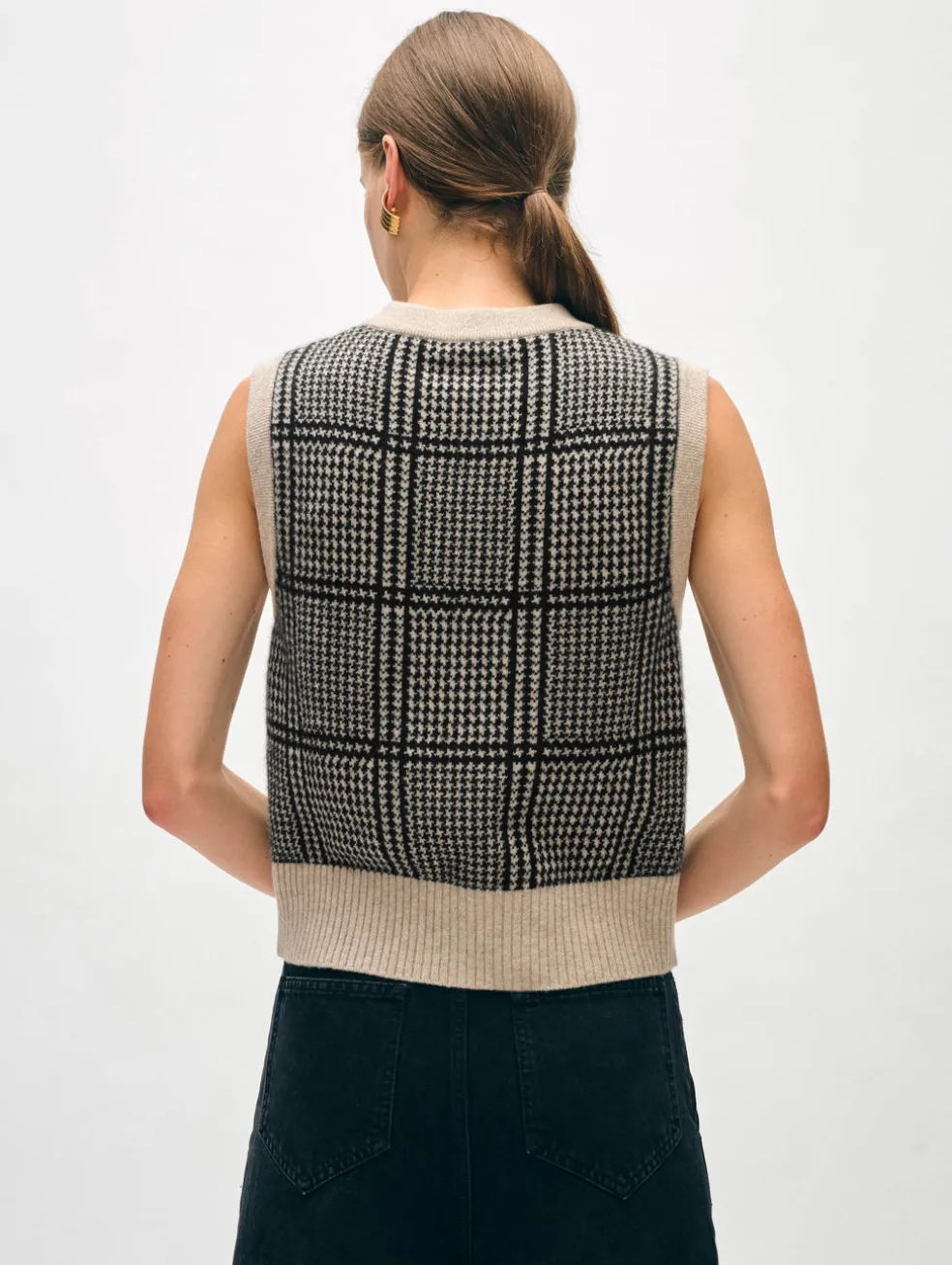 cashmere houndstooth shell
