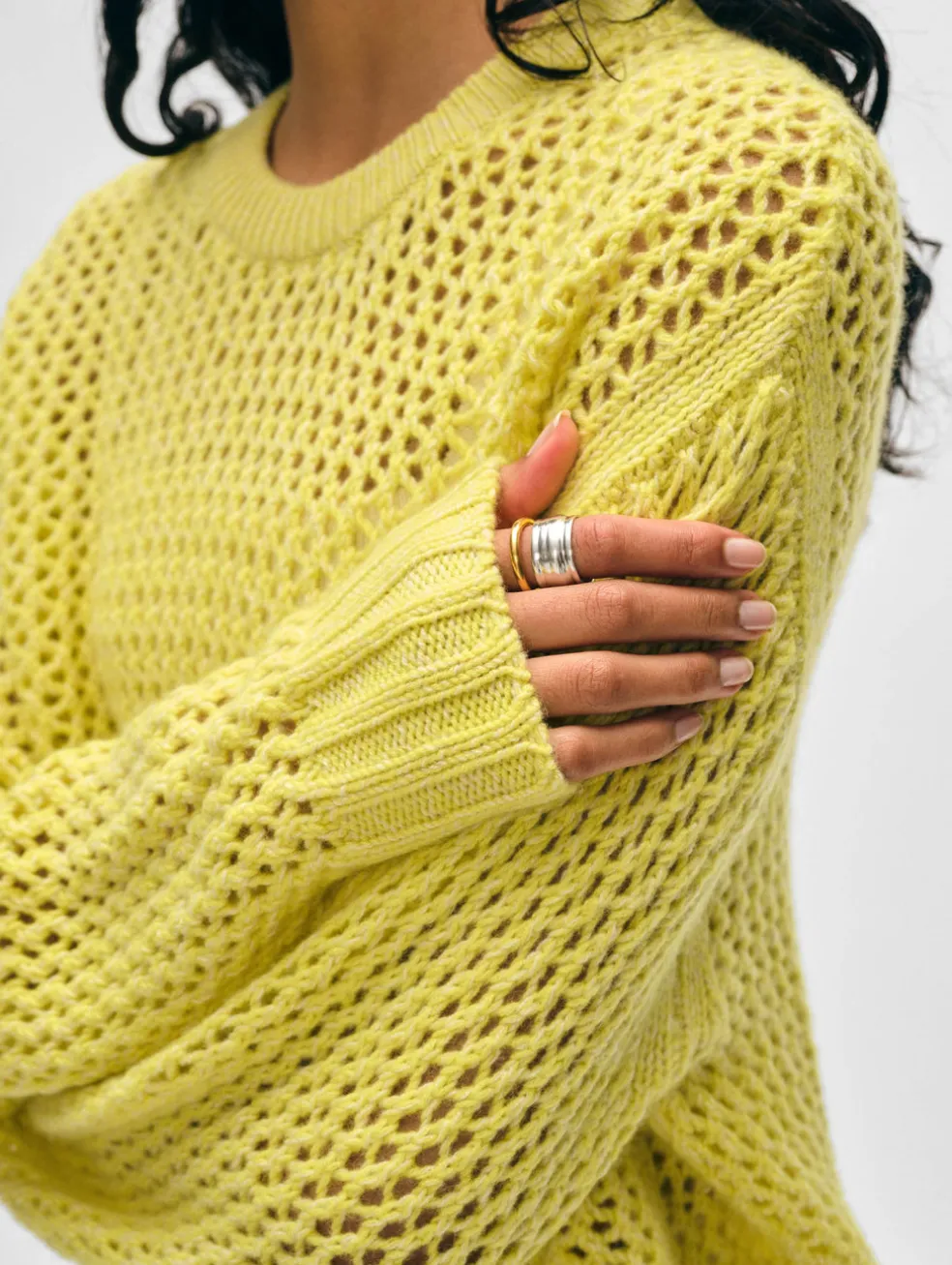 cashmere marled mesh crewneck