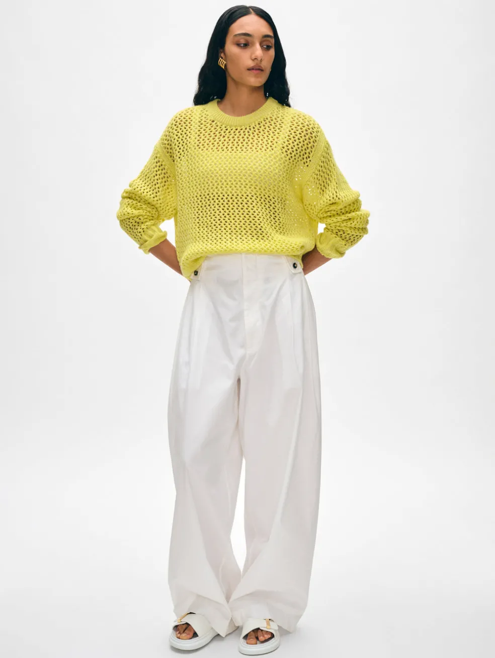 cashmere marled mesh crewneck