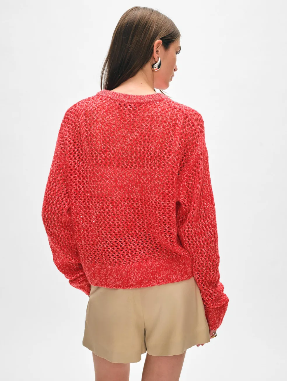 cashmere marled mesh crewneck