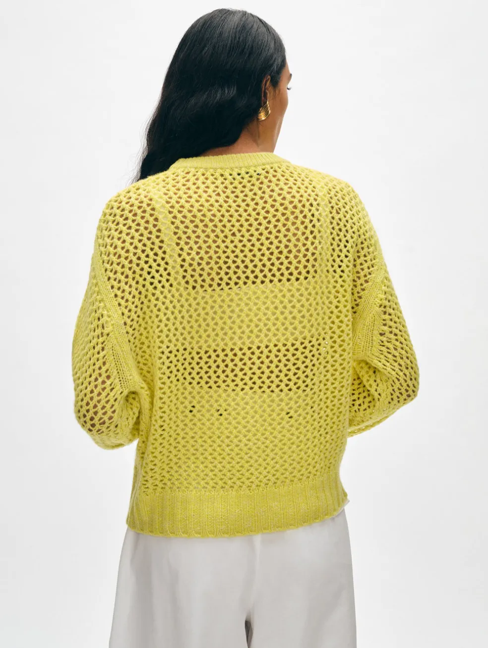 cashmere marled mesh crewneck