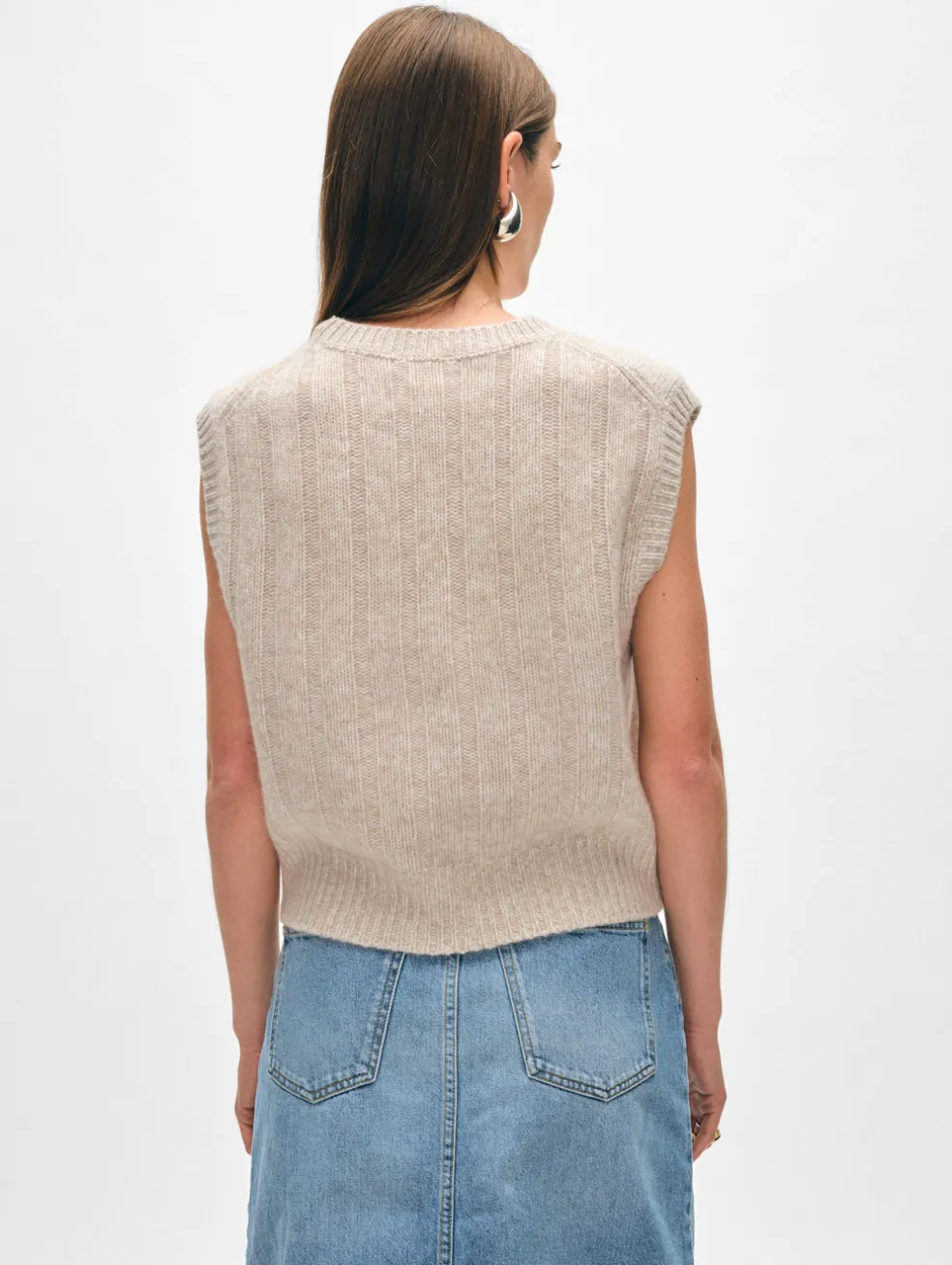 cashmere marled wide ribbed shell