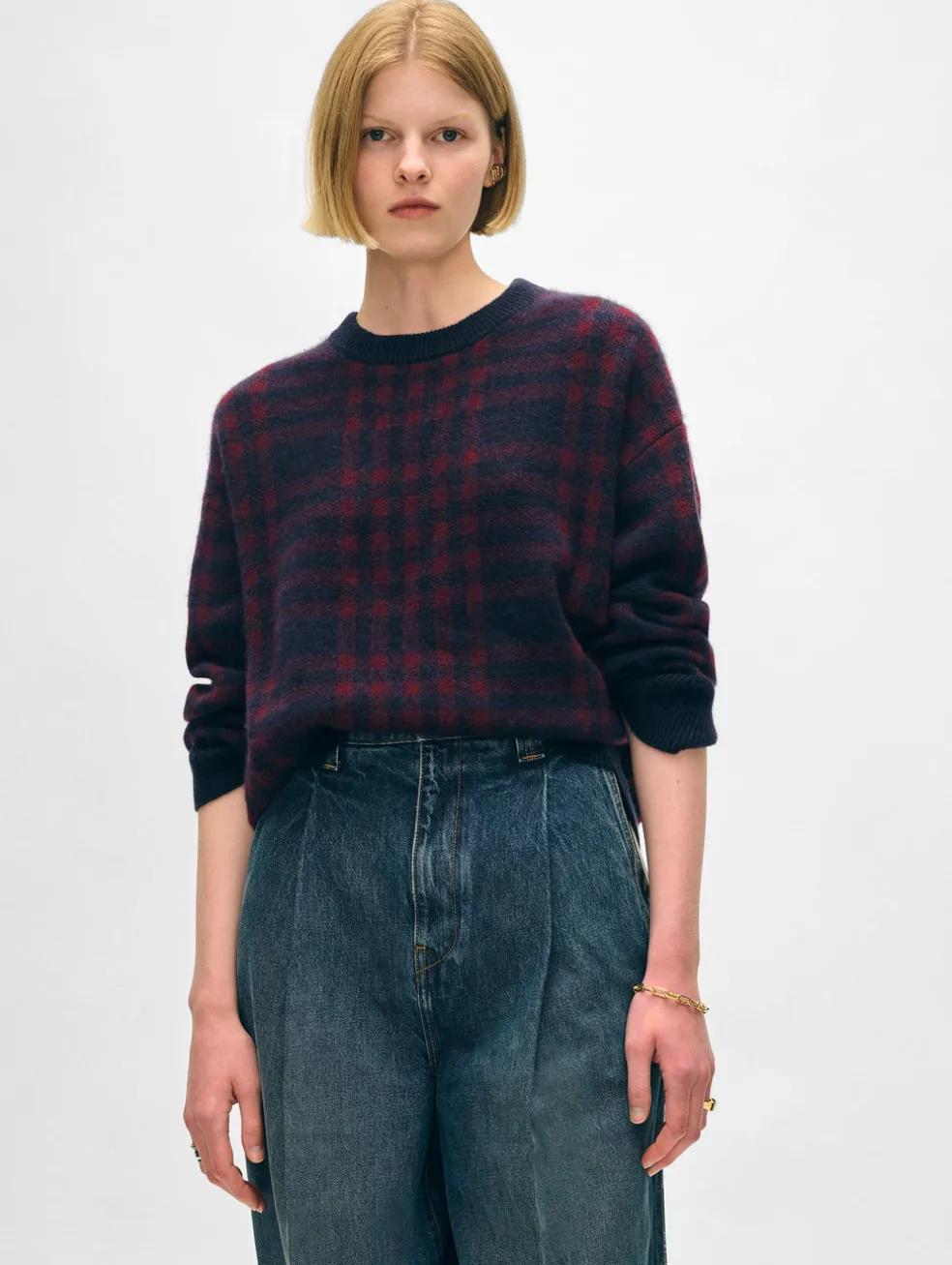 cashmere plaid crewneck