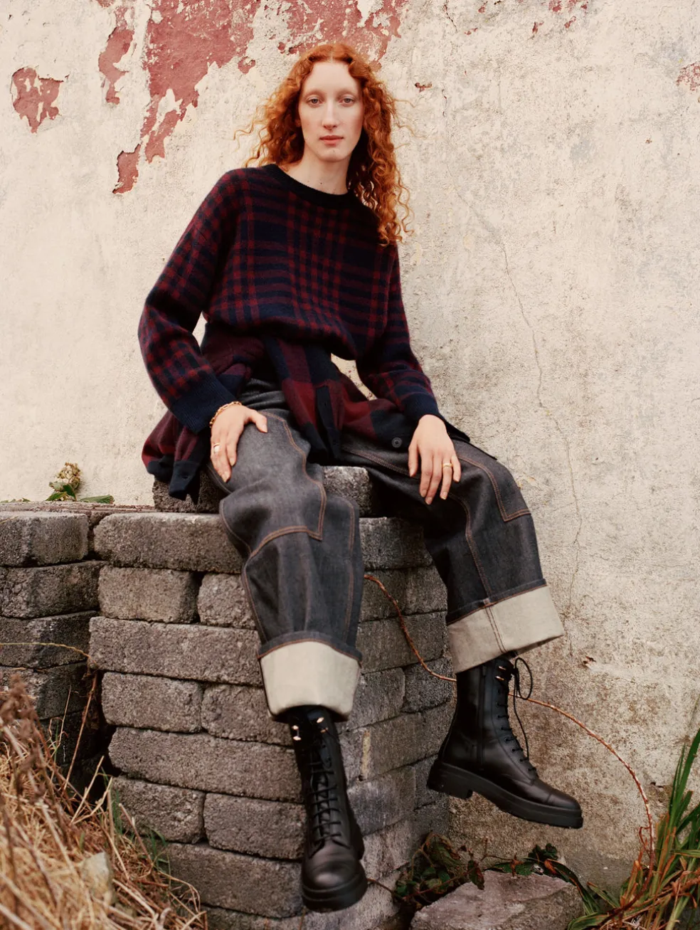 cashmere plaid crewneck