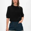 cashmere puff sleeve crewneck