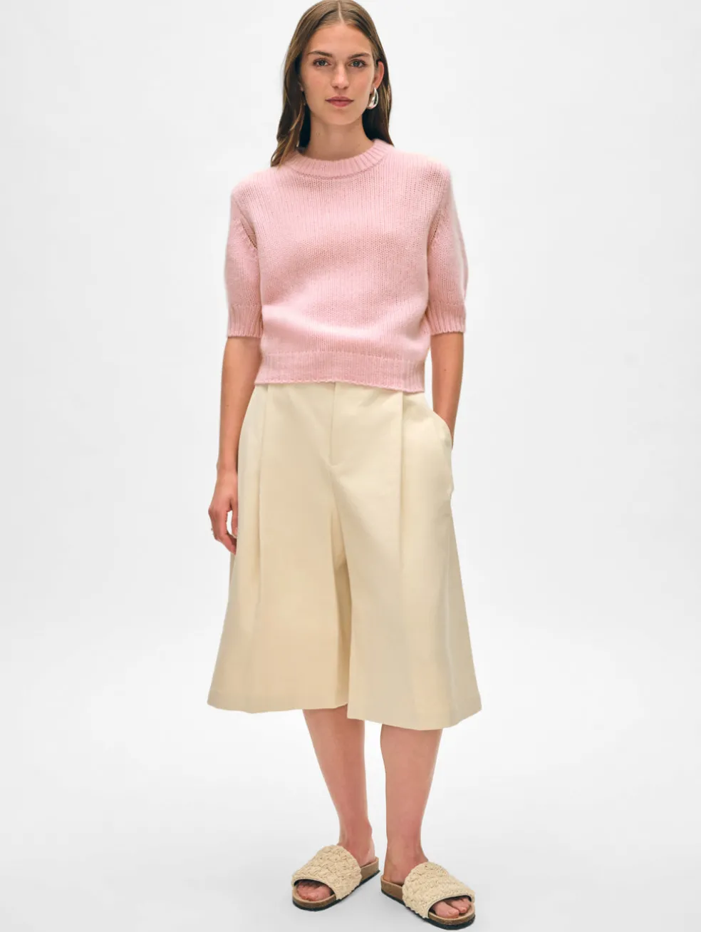 cashmere puff sleeve crewneck