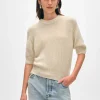 cashmere puff sleeve crewneck