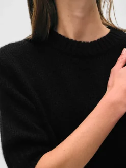 cashmere puff sleeve crewneck