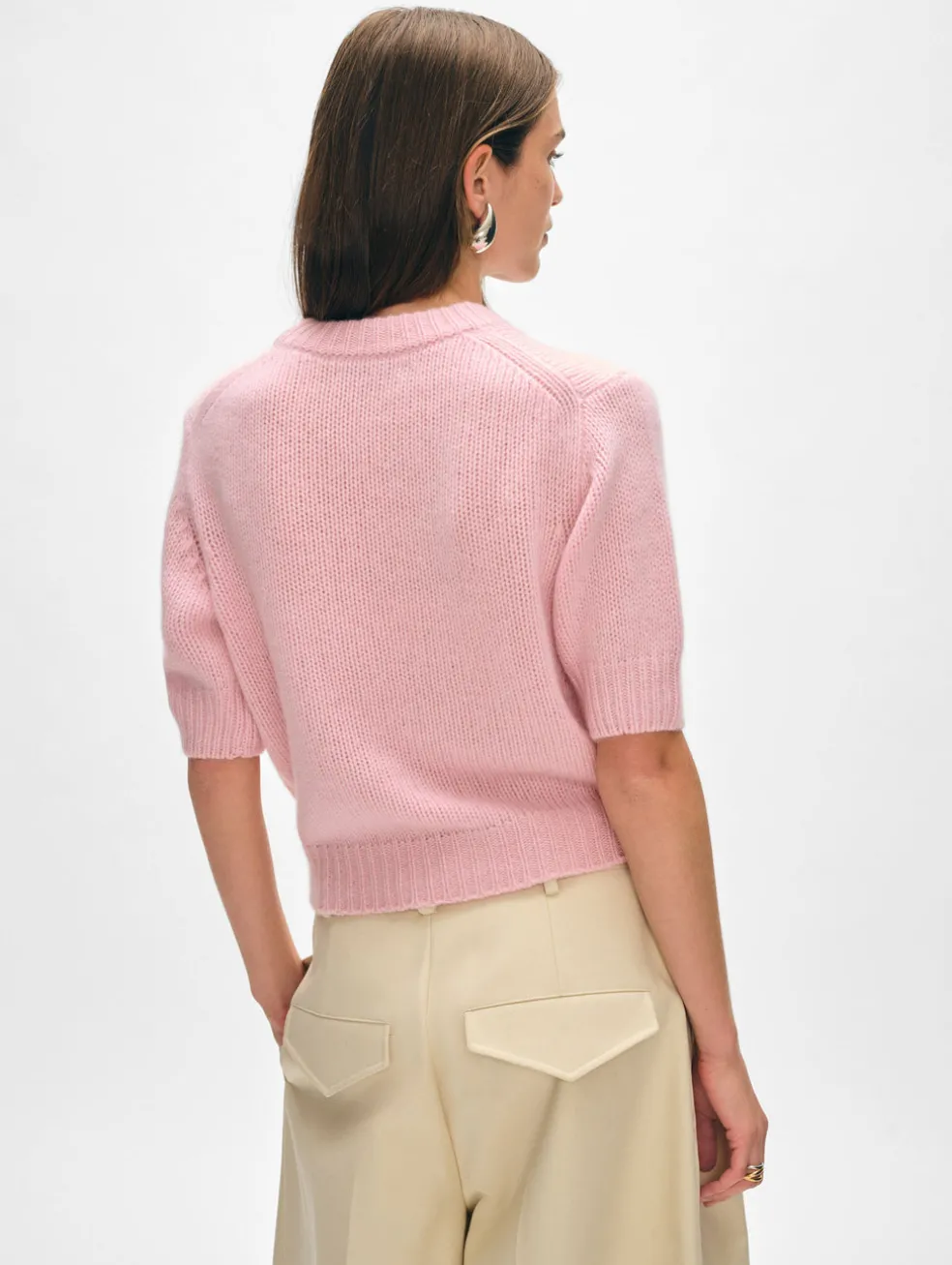 cashmere puff sleeve crewneck