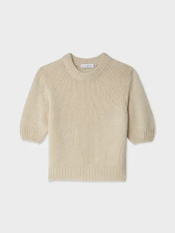 cashmere puff sleeve crewneck