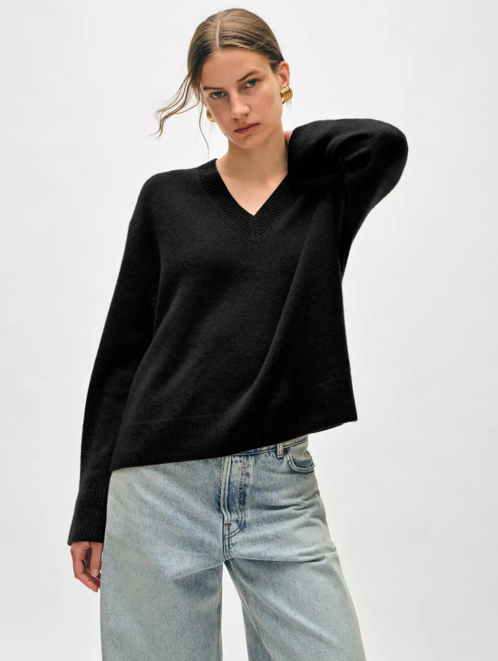cashmere relaxed v neck