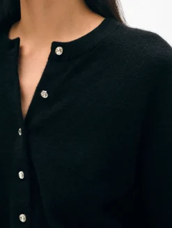 cashmere rhinestone button cardigan