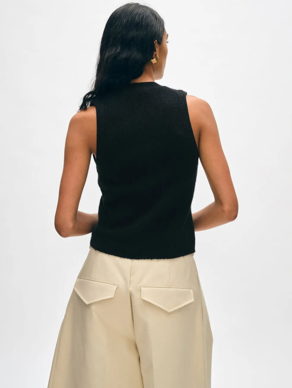 cashmere ribbed button vest