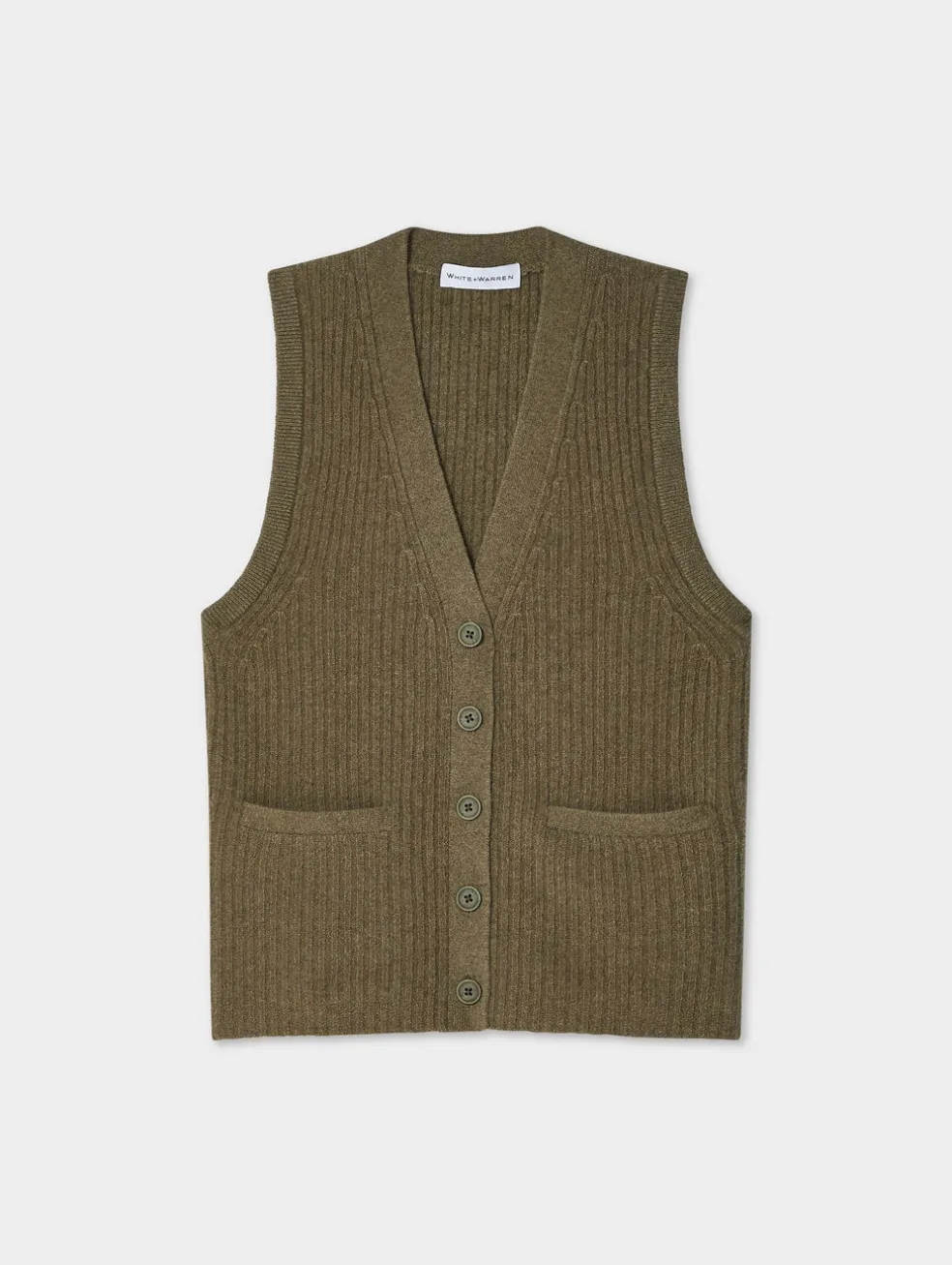 cashmere ribbed button vest